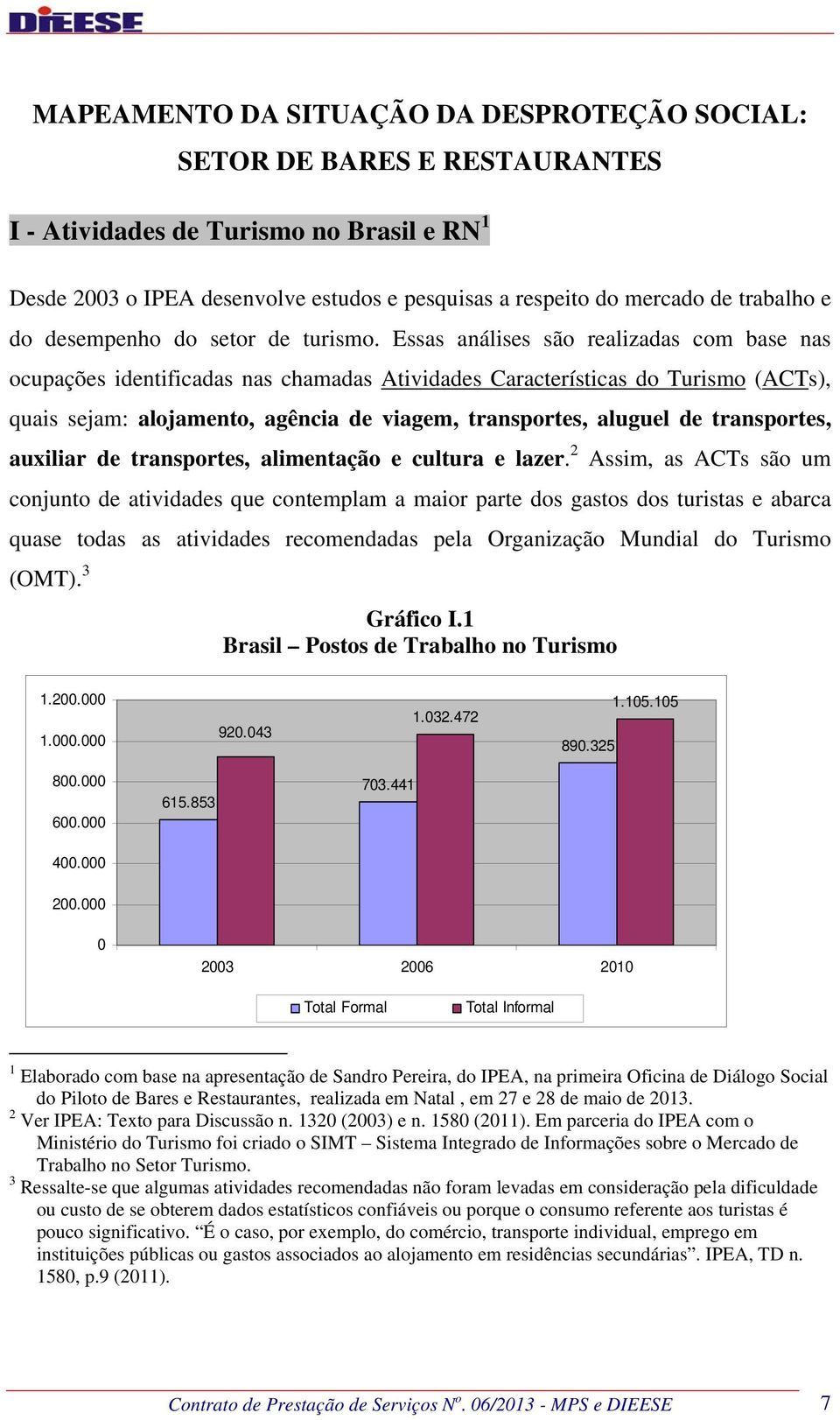 Essas análises são realizadas com base nas ocupações identificadas nas chamadas Atividades Características do Turismo (ACTs), quais sejam: alojamento, agência de viagem, transportes, aluguel de