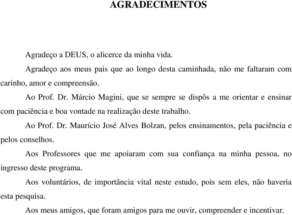 Aos Professores que me apoiaram com sua confiança na minha pessoa, no ingresso deste programa.