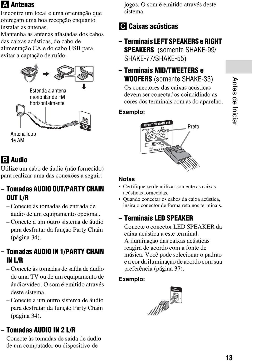 Antena loop de AM Estenda a antena monofilar de FM horizontalmente jogos. O som é emitido através deste sistema.