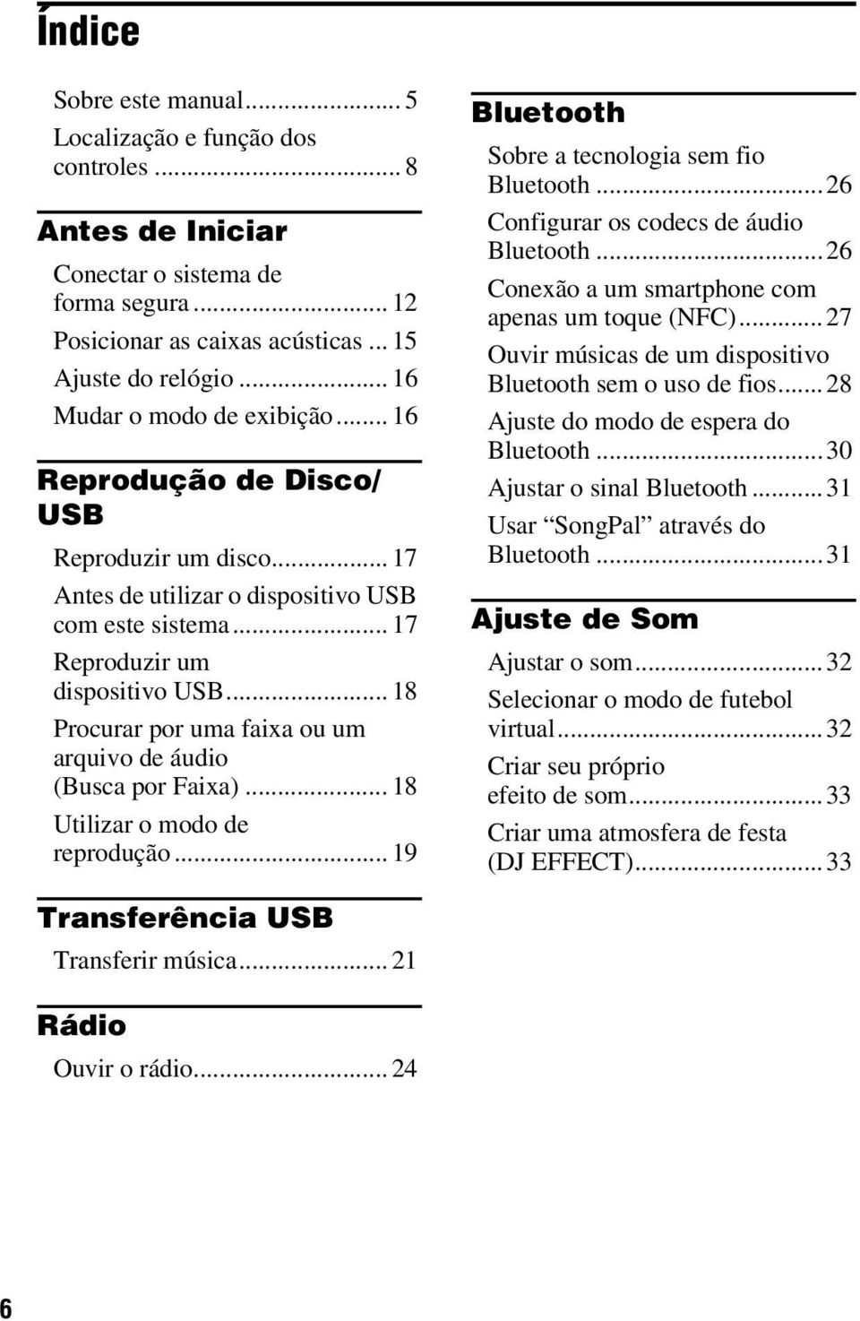 .. 18 Procurar por uma faixa ou um arquivo de áudio (Busca por Faixa)... 18 Utilizar o modo de reprodução... 19 Bluetooth Sobre a tecnologia sem fio Bluetooth.