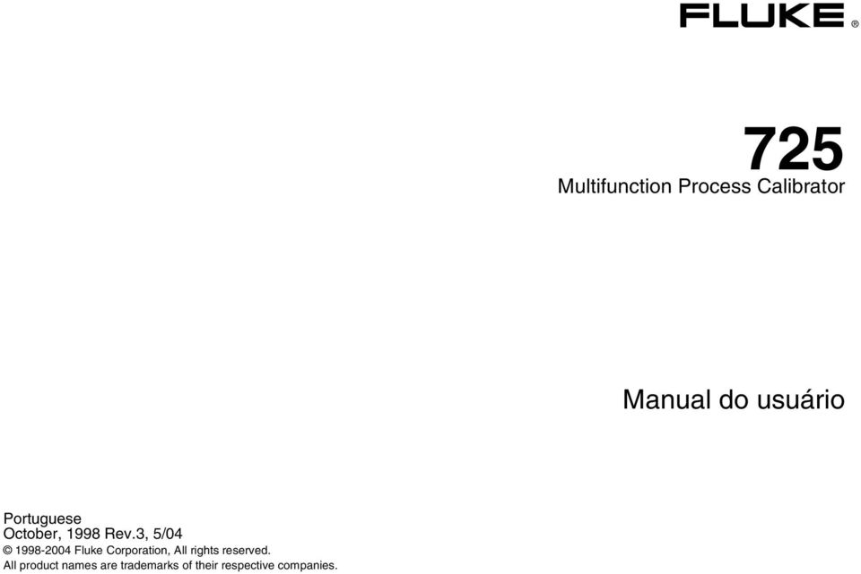 3, 5/04 1998-2004 Fluke Corporation, All rights