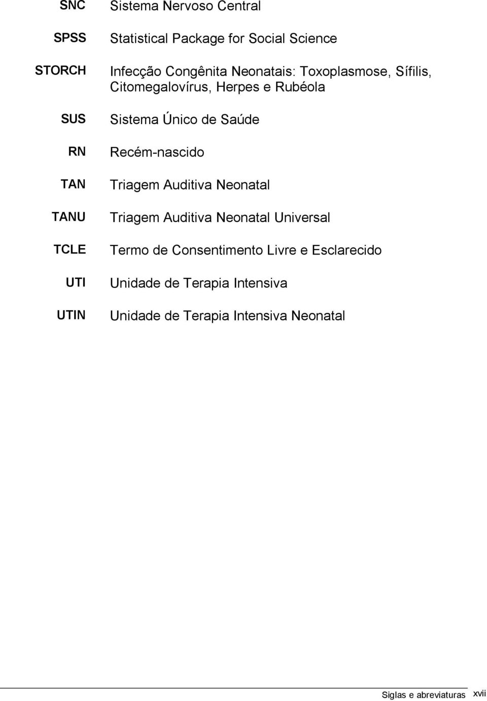 Único de Saúde Recém-nascido Triagem Auditiva Neonatal Triagem Auditiva Neonatal Universal Termo de