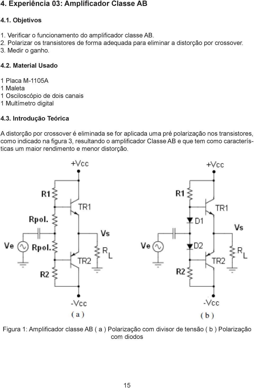 Material Usado 1 Placa M-1105A 1 Maleta 1 Osciloscópio de dois canais 1 Multímetro digital 4.3.