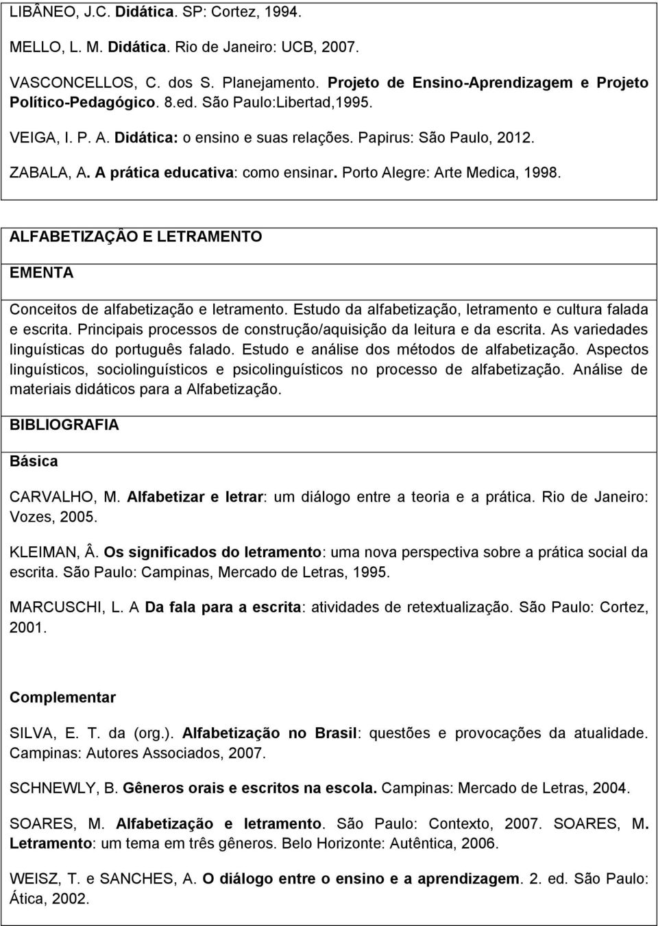 ALFABETIZAÇÂO E LETRAMENTO EMENTA Conceitos de alfabetização e letramento. Estudo da alfabetização, letramento e cultura falada e escrita.