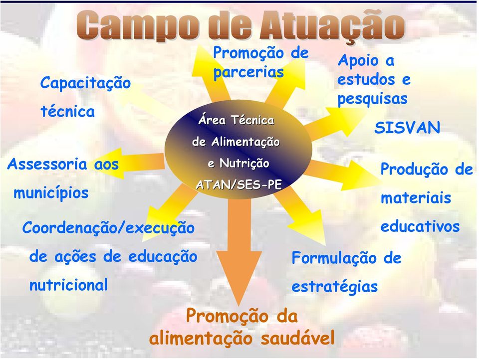 Alimentação e Nutrição e Nutrição SES/RJ ATAN/SES-PE Formulação de estratégias