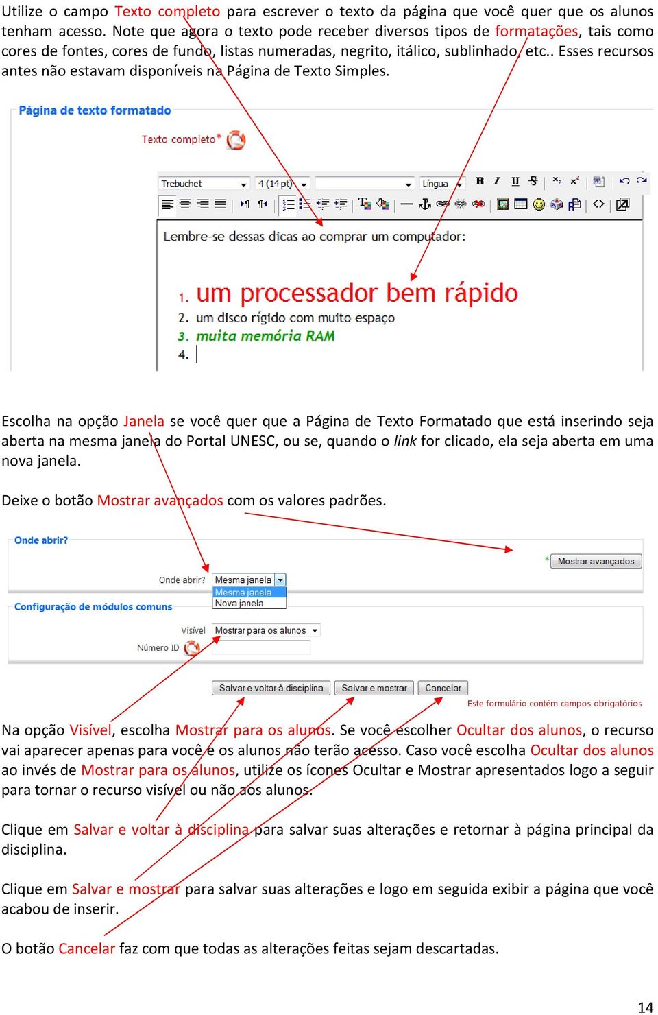 . Esses recursos antes não estavam disponíveis na Página de Texto Simples.