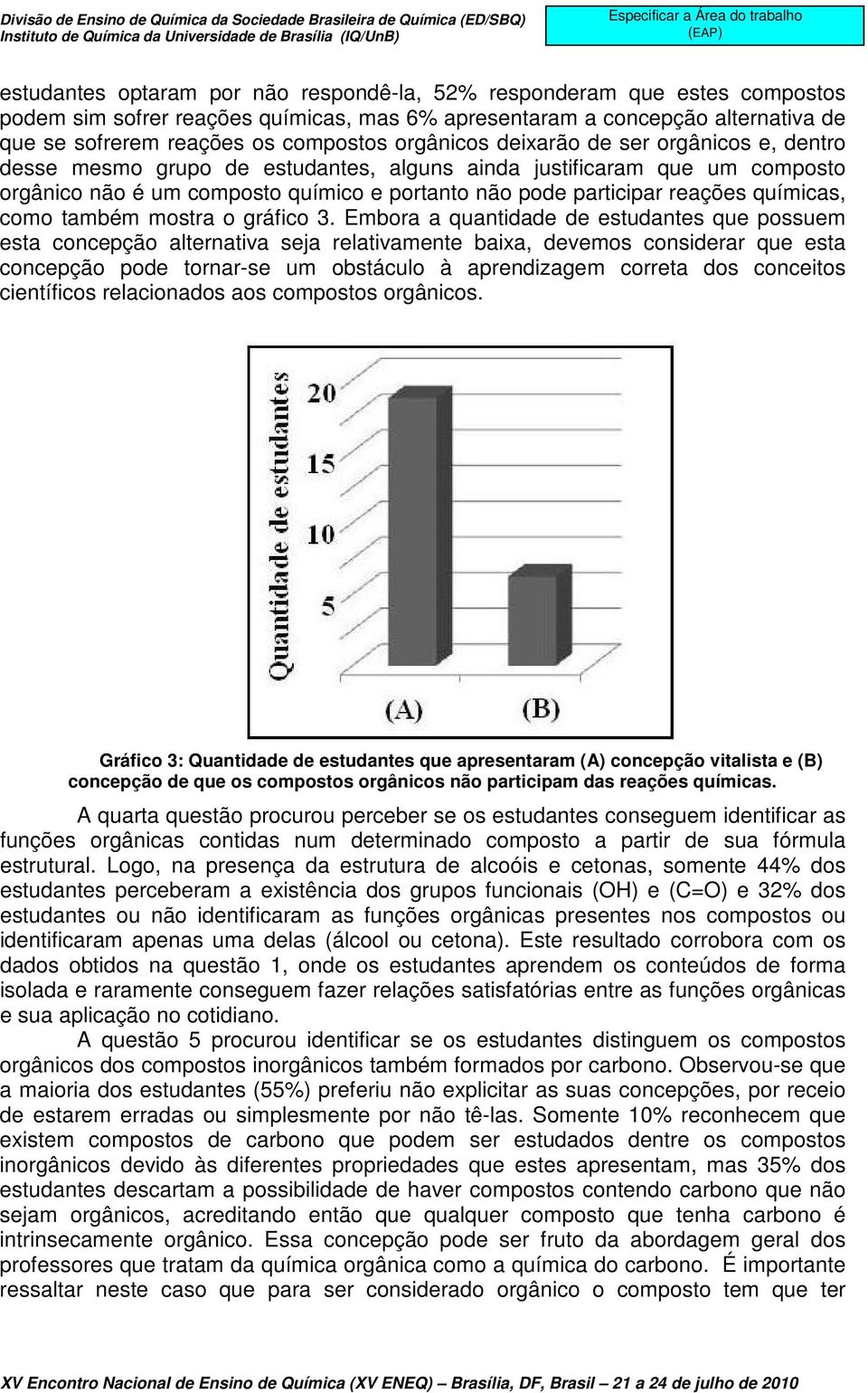 químicas, como também mostra o gráfico 3.