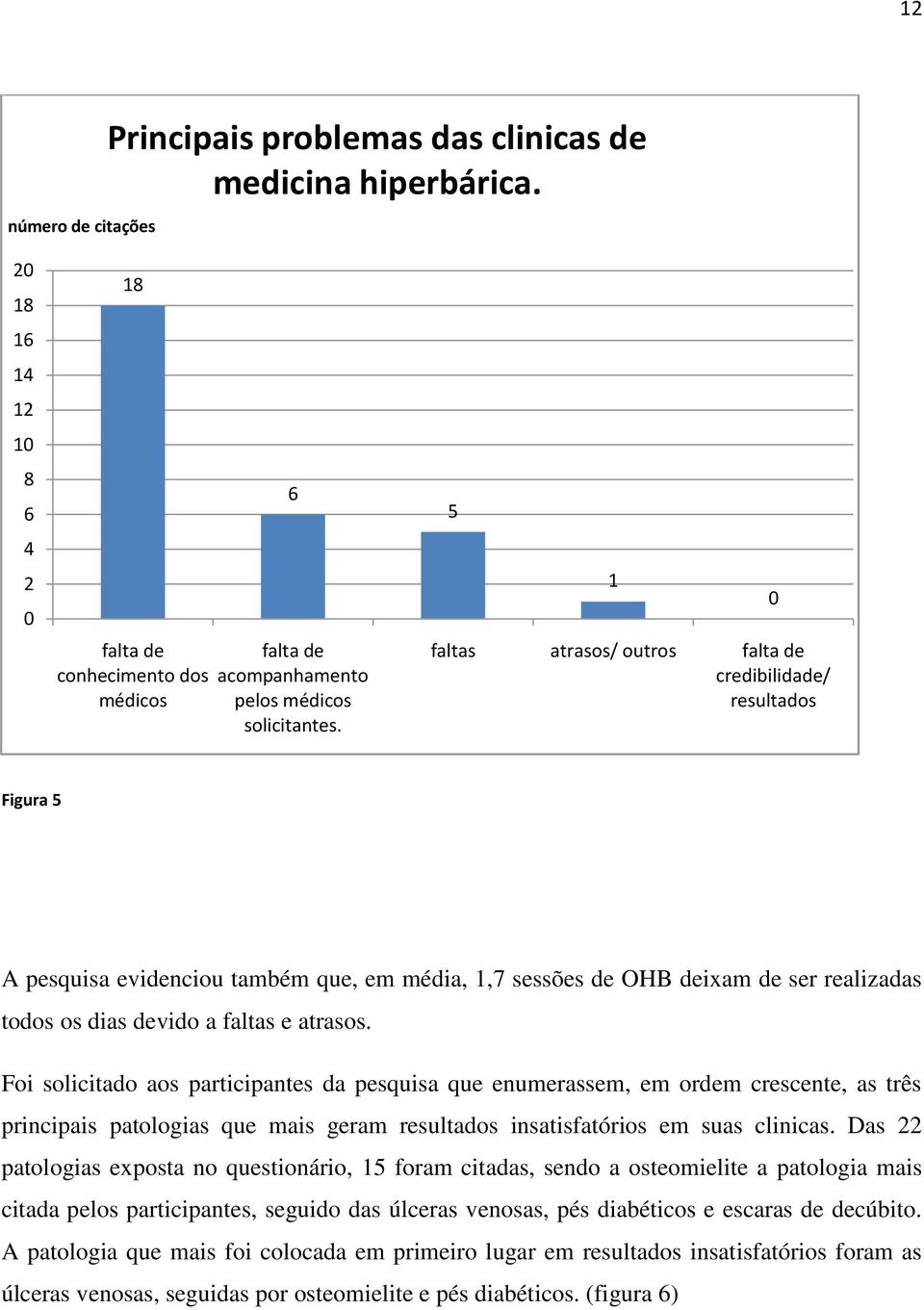 atrasos. Foi solicitado aos participantes da pesquisa que enumerassem, em ordem crescente, as três principais patologias que mais geram resultados insatisfatórios em suas clinicas.