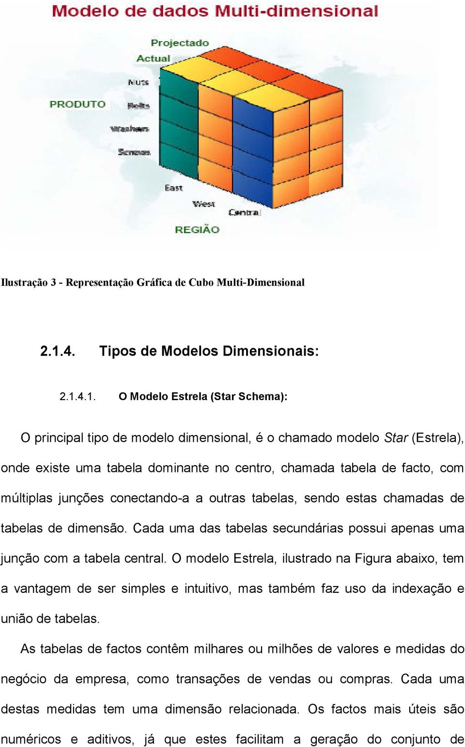 4.1. O Modelo Estrela (Star Schema): O principal tipo de modelo dimensional, é o chamado modelo Star (Estrela), onde existe uma tabela dominante no centro, chamada tabela de facto, com múltiplas