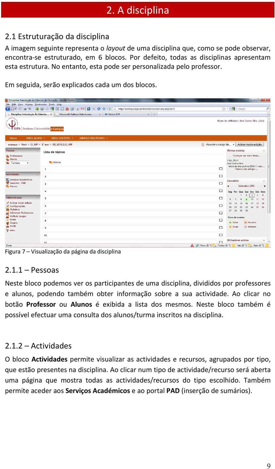 Figura 7 Visualização da página da disciplina 2.1.