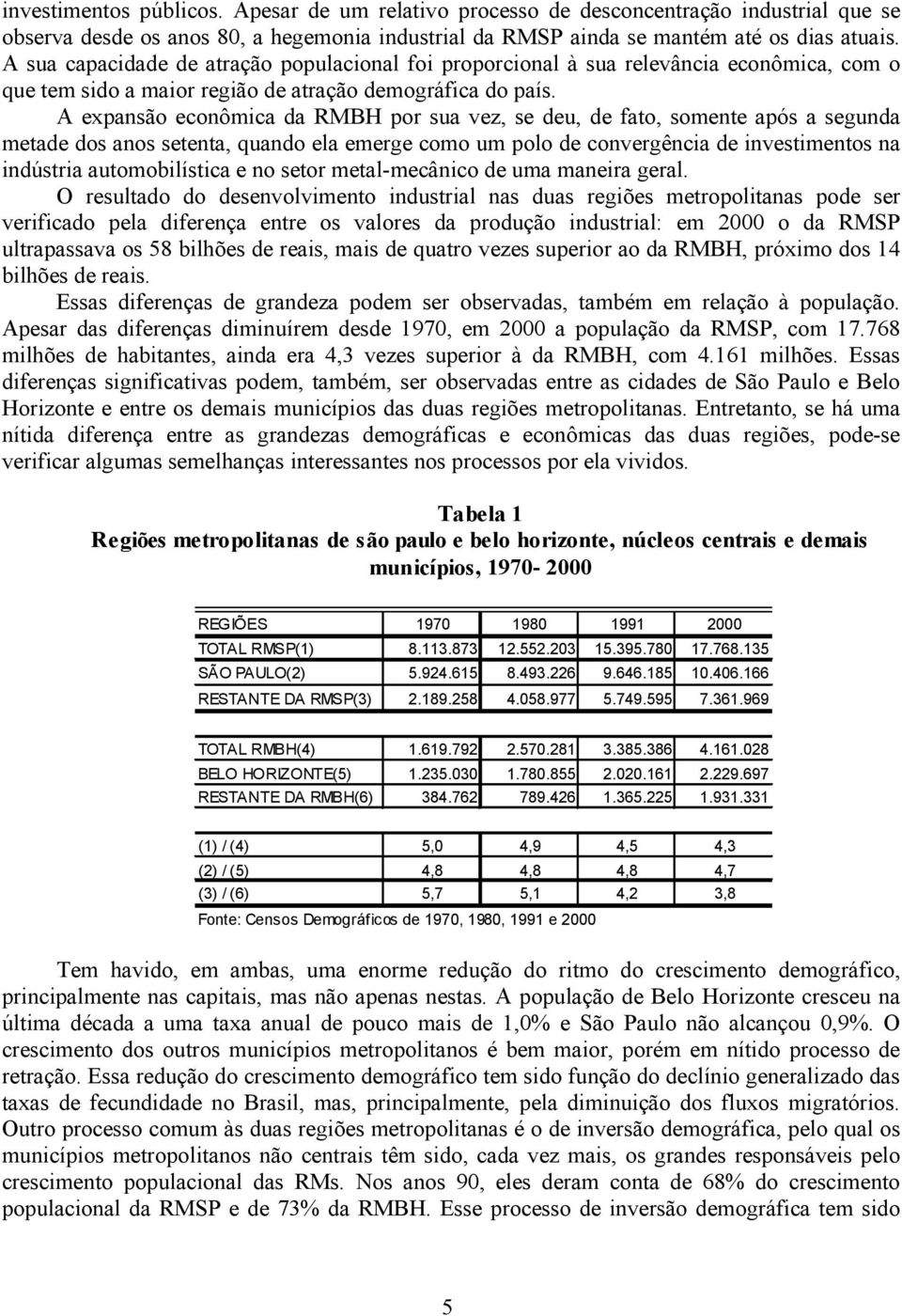 A expansão econômica da RMBH por sua vez, se deu, de fato, somente após a segunda metade dos anos setenta, quando ela emerge como um polo de convergência de investimentos na indústria automobilística