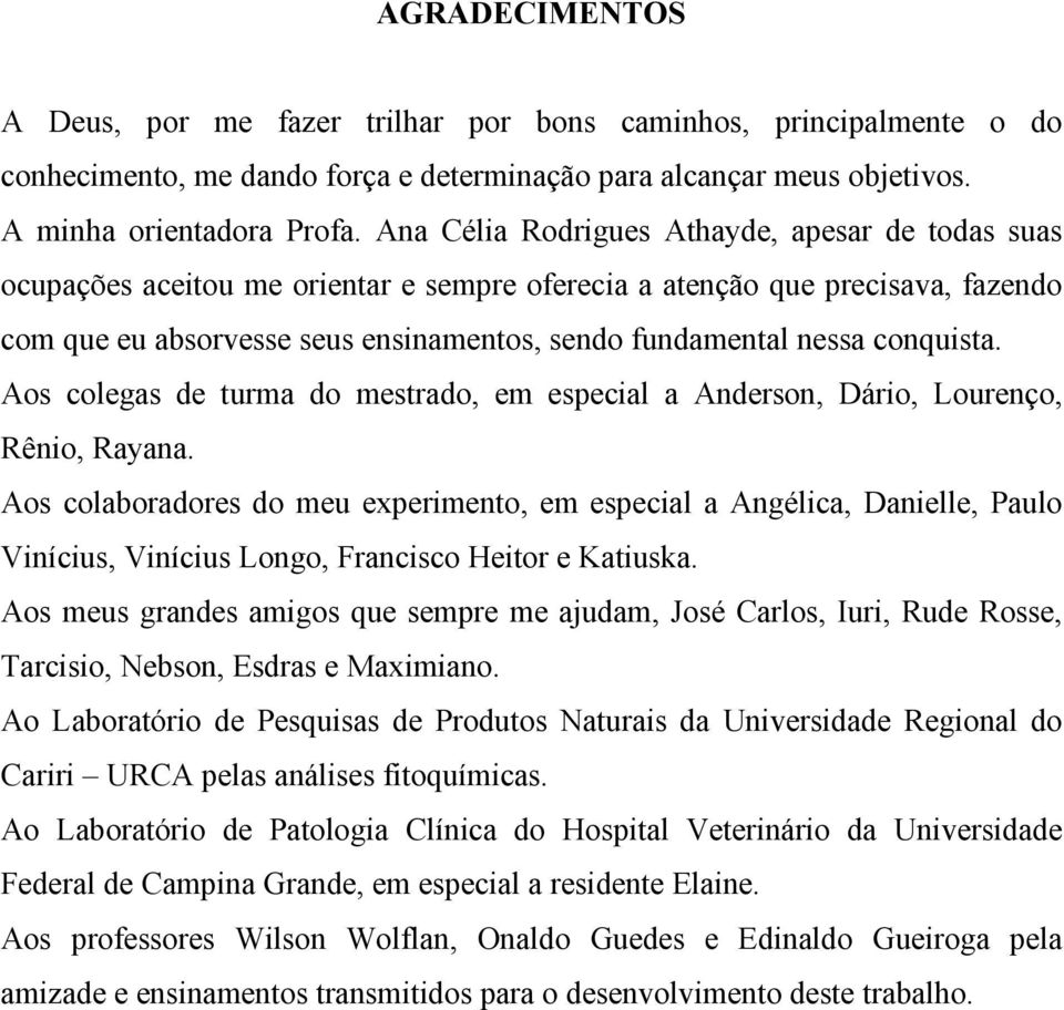 conquista. Aos colegas de turma do mestrado, em especial a Anderson, Dário, Lourenço, Rênio, Rayana.