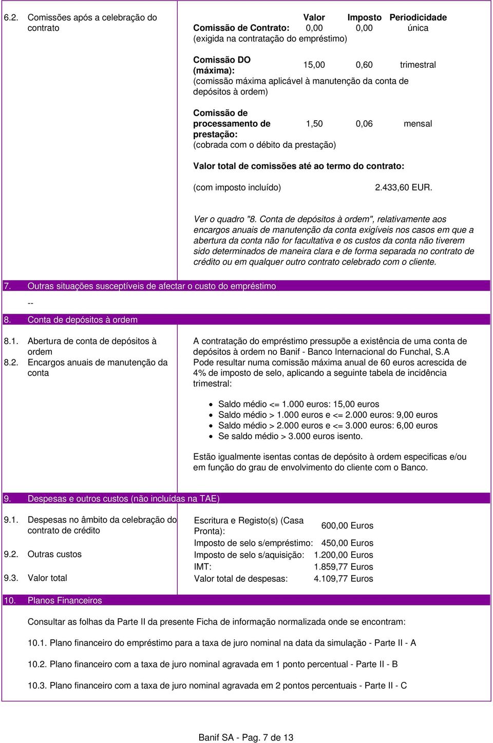 termo do contrato: (com imposto incluído) 2.433,60 EUR. Ver o quadro "8.