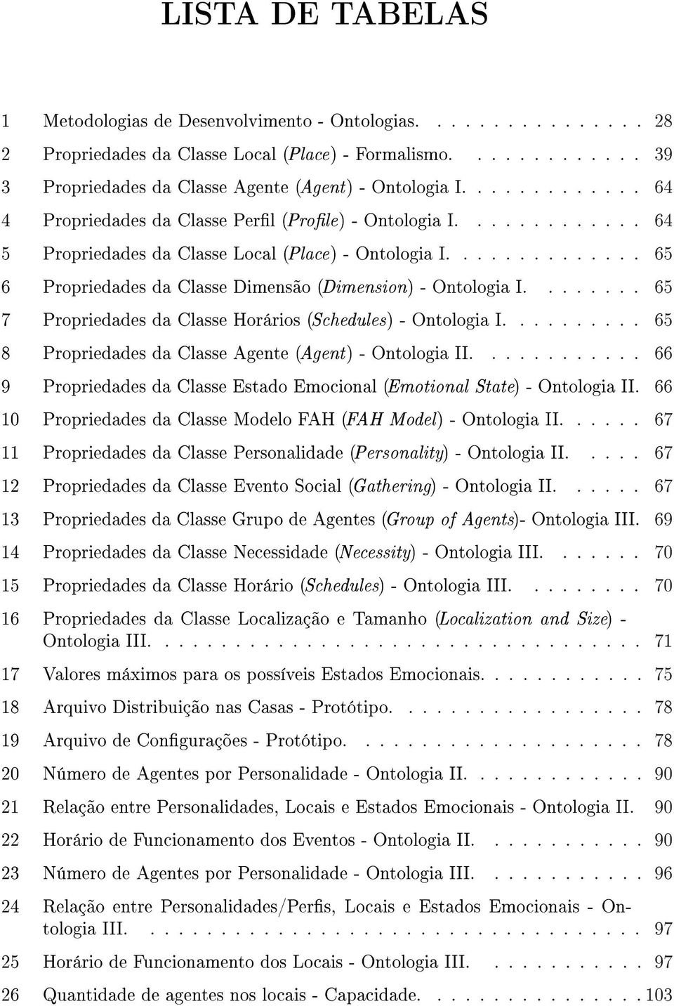 ............. 65 6 Propriedades da Classe Dimensão (Dimension) - Ontologia I........ 65 7 Propriedades da Classe Horários (Schedules) - Ontologia I.