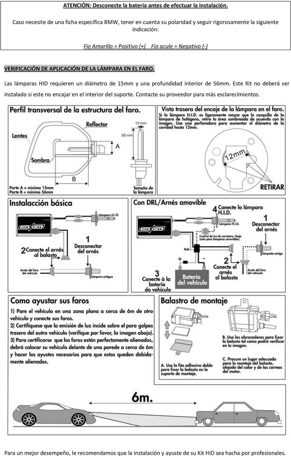 acule = Negativo (-) VERIFICACIÓN DE APLICACIÓN DE LA LÁMPARA EN EL FARO.