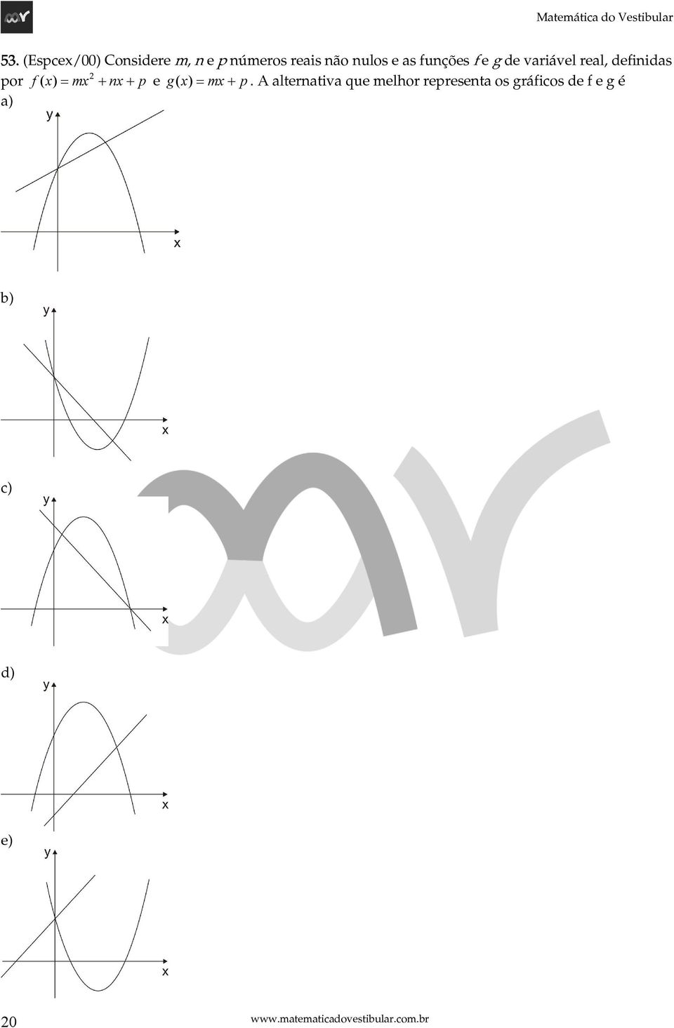 por f( x) = mx + nx+ p e g( x) = mx+ p.