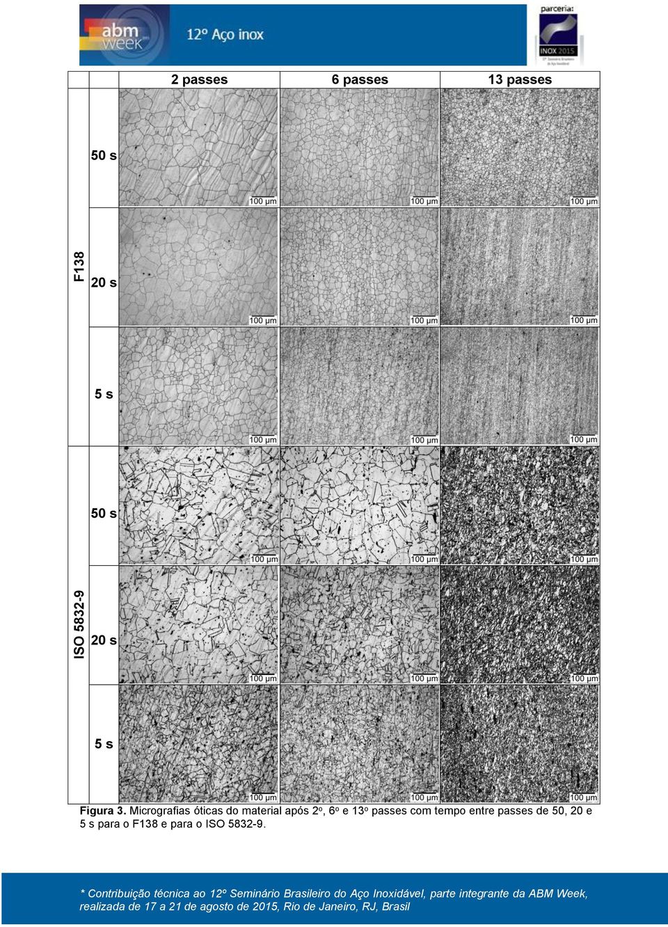 Micrografias óticas do material após 2 o, 6 o e