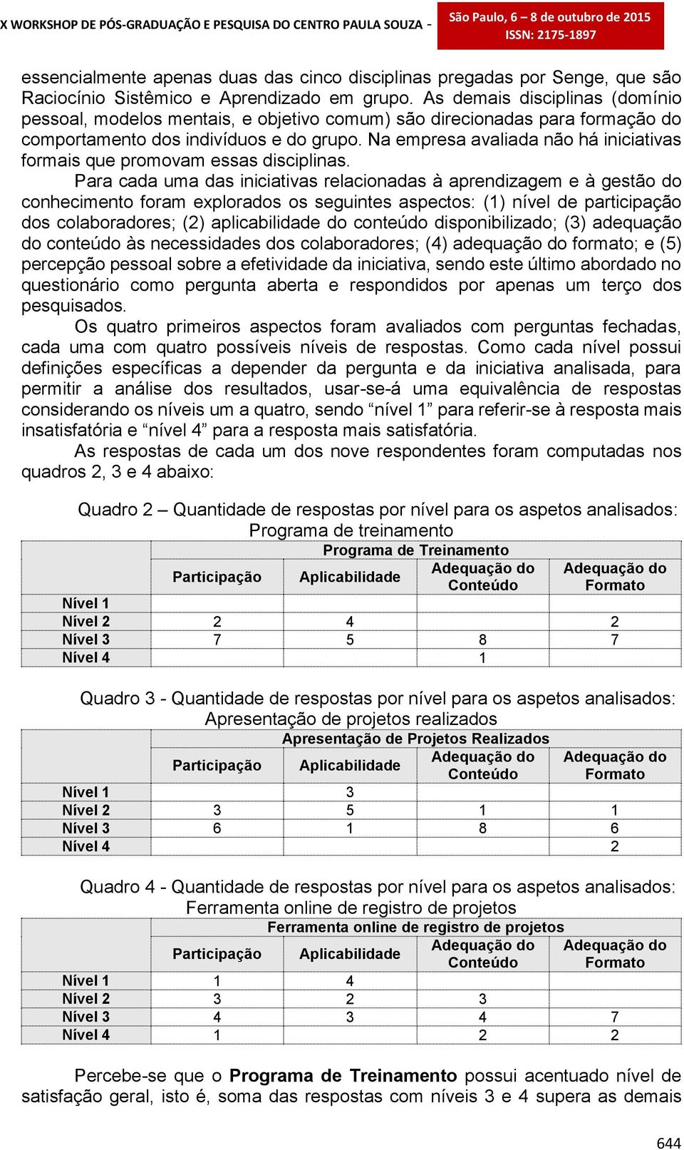 Na empresa avaliada não há iniciativas formais que promovam essas disciplinas.