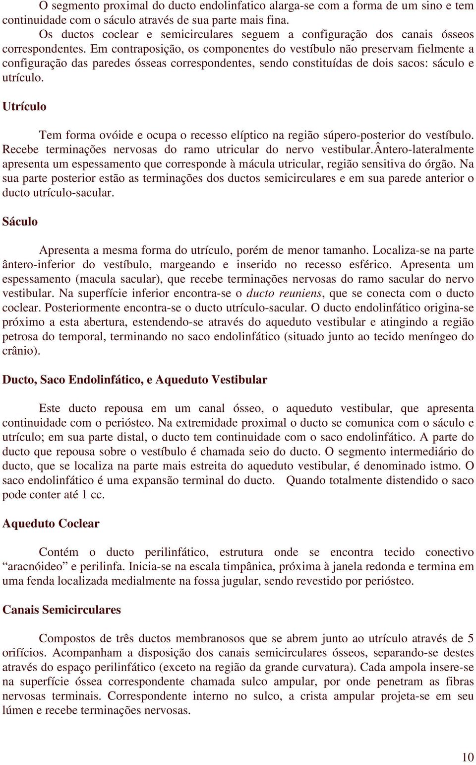 Em contraposição, os componentes do vestíbulo não preservam fielmente a configuração das paredes ósseas correspondentes, sendo constituídas de dois sacos: sáculo e utrículo.