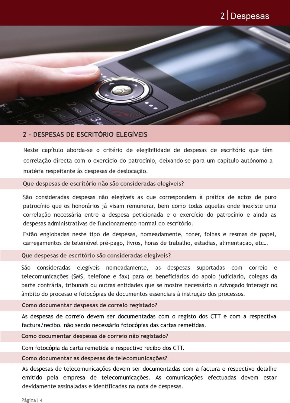 São consideradas despesas não elegíveis as que correspondem à prática de actos de puro patrocínio que os honorários já visam remunerar, bem como todas aquelas onde inexiste uma correlação necessária