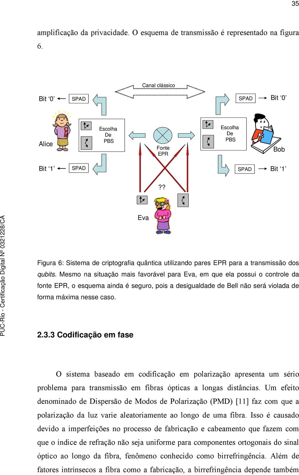 Mesmo na situação mais favorável para Eva, em que ela possui o controle da fonte EPR, o esquema ainda é seguro, pois a desigualdade de Bell não será violada de forma máxima nesse caso. 2.3.