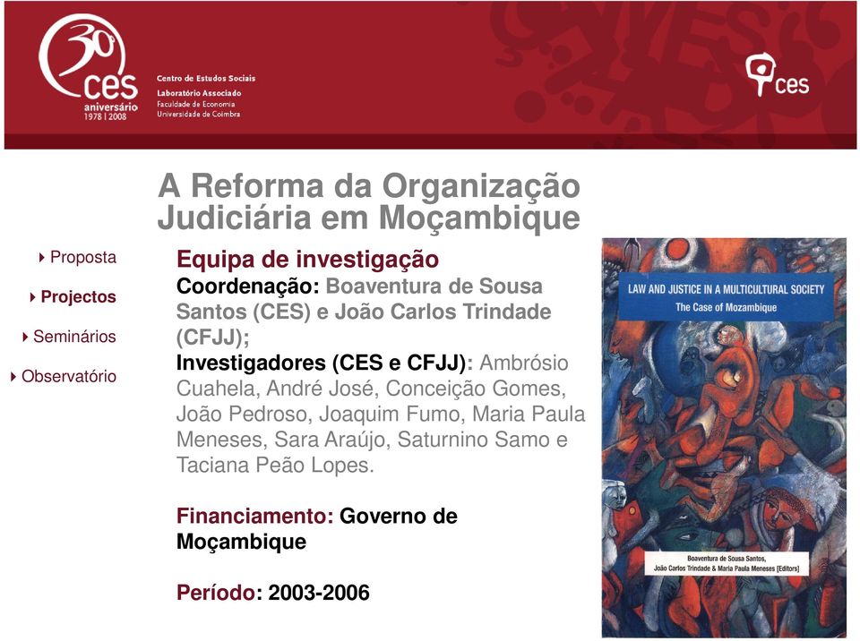 Ambrósio Cuahela, André José, Conceição Gomes, João Pedroso, Joaquim Fumo, Maria Paula