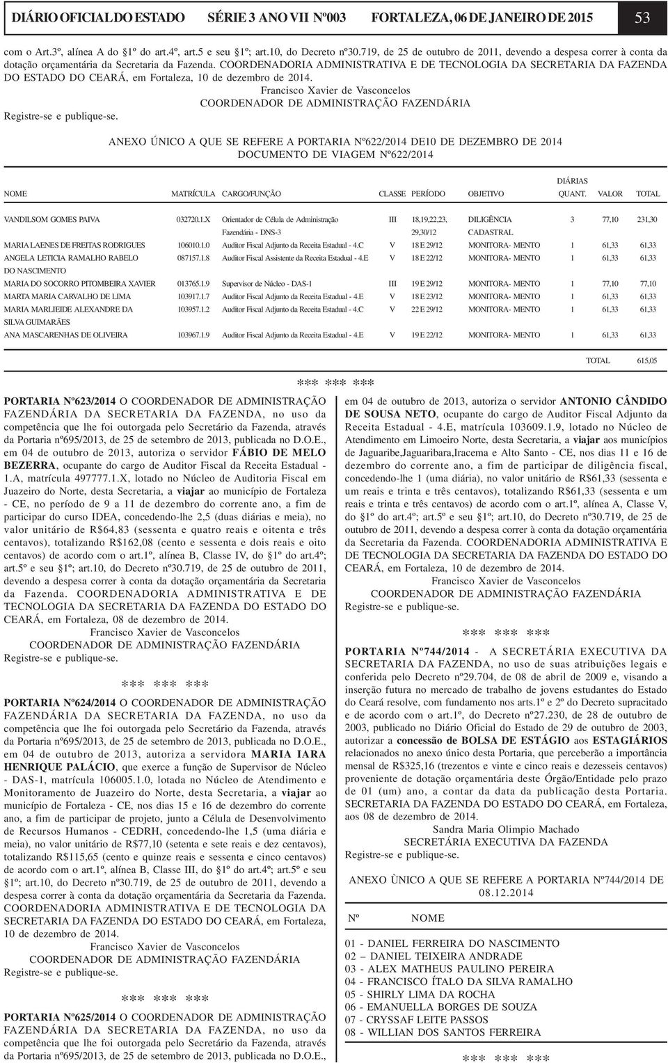 COORDENADORIA ADMINISTRATIVA E DE TECNOLOGIA DA SECRETARIA DA FAZENDA DO ESTADO DO CEARÁ, em Fortaleza, 10 de dezembro de 2014.