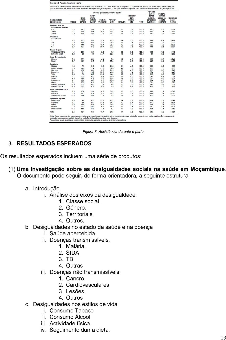 O documento pode seguir, de forma orientadora, a seguinte estrutura: a. Introdução. i. Análise dos eixos da desigualdade: 1. Classe social. 2. Género. 3. Territoriais. 4. Outros.