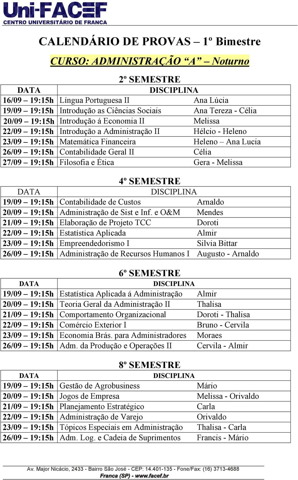 Contabilidade de Custos Arnaldo 20/09 19:15h Administração de Sist e Inf.