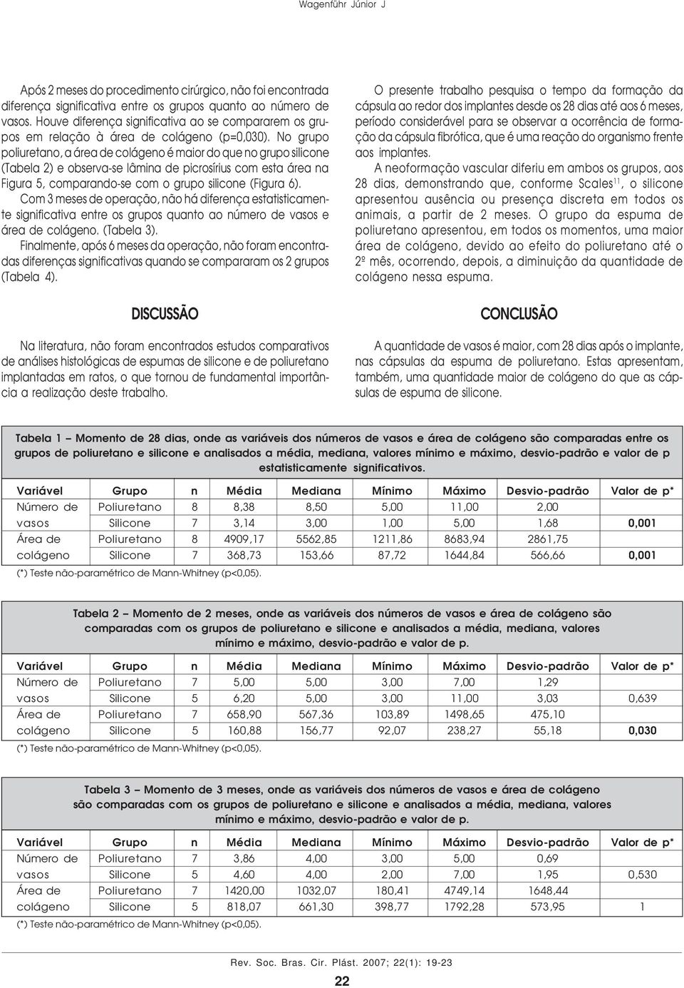 No grupo poliuretano, a área de colágeno é maior do que no grupo silicone (Tabela 2) e observa-se lâmina de picrosírius com esta área na Figura 5, comparando-se com o grupo silicone (Figura 6).