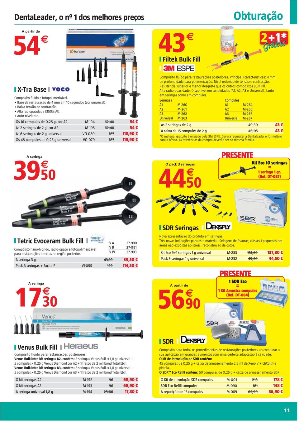 Os 16 compules de 0,25 g, cor A2 M-194 62,40 54 As 2 seringas de 2 g, cor A2 M-195 62,40 54 As 6 seringas de 2 g universal VO-080 187 118,90 Os 48 compules de 0,25 g universal VO-079 187 118,90