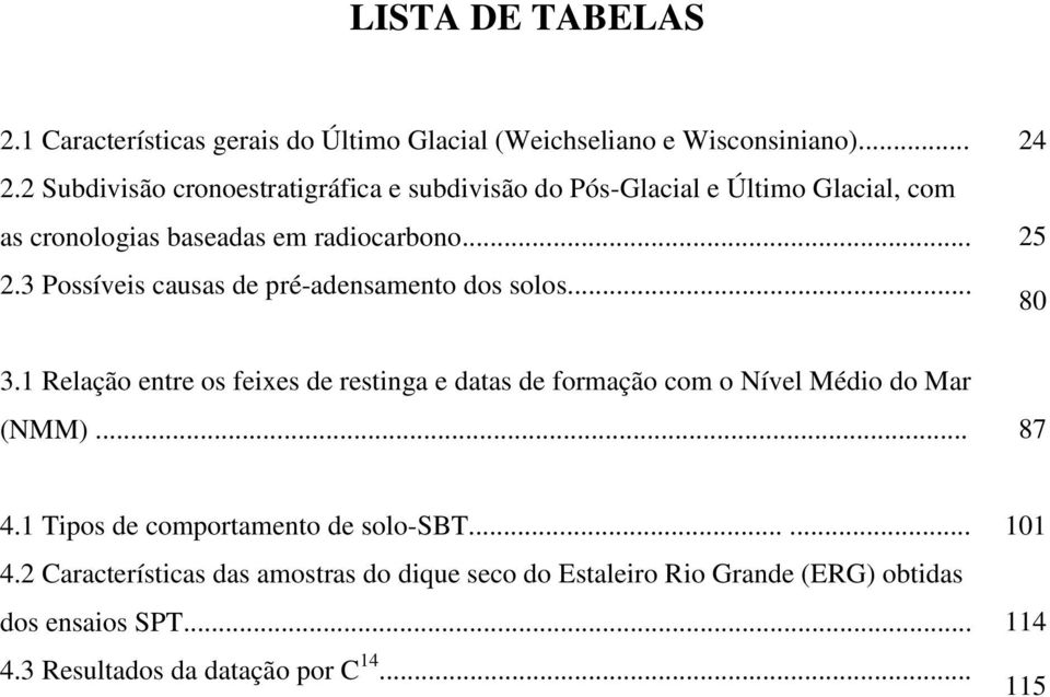 1 Relação entre os feixes de restinga e datas de formação com o Nível Médio do Mar (NMM)... 87 4.