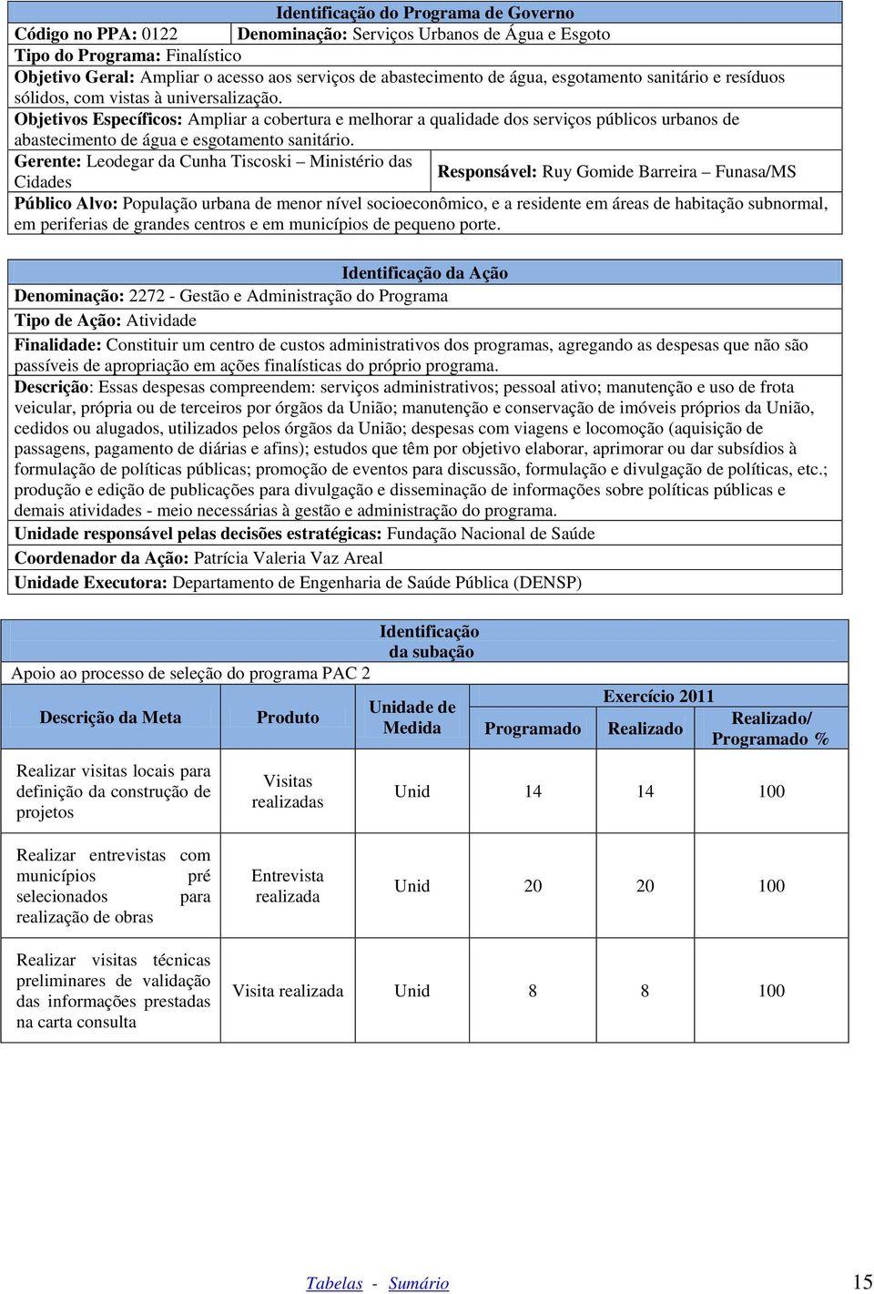 Objetivos Específicos: Ampliar a cobertura e melhorar a qualidade dos serviços públicos urbanos de abastecimento de água e esgotamento sanitário.