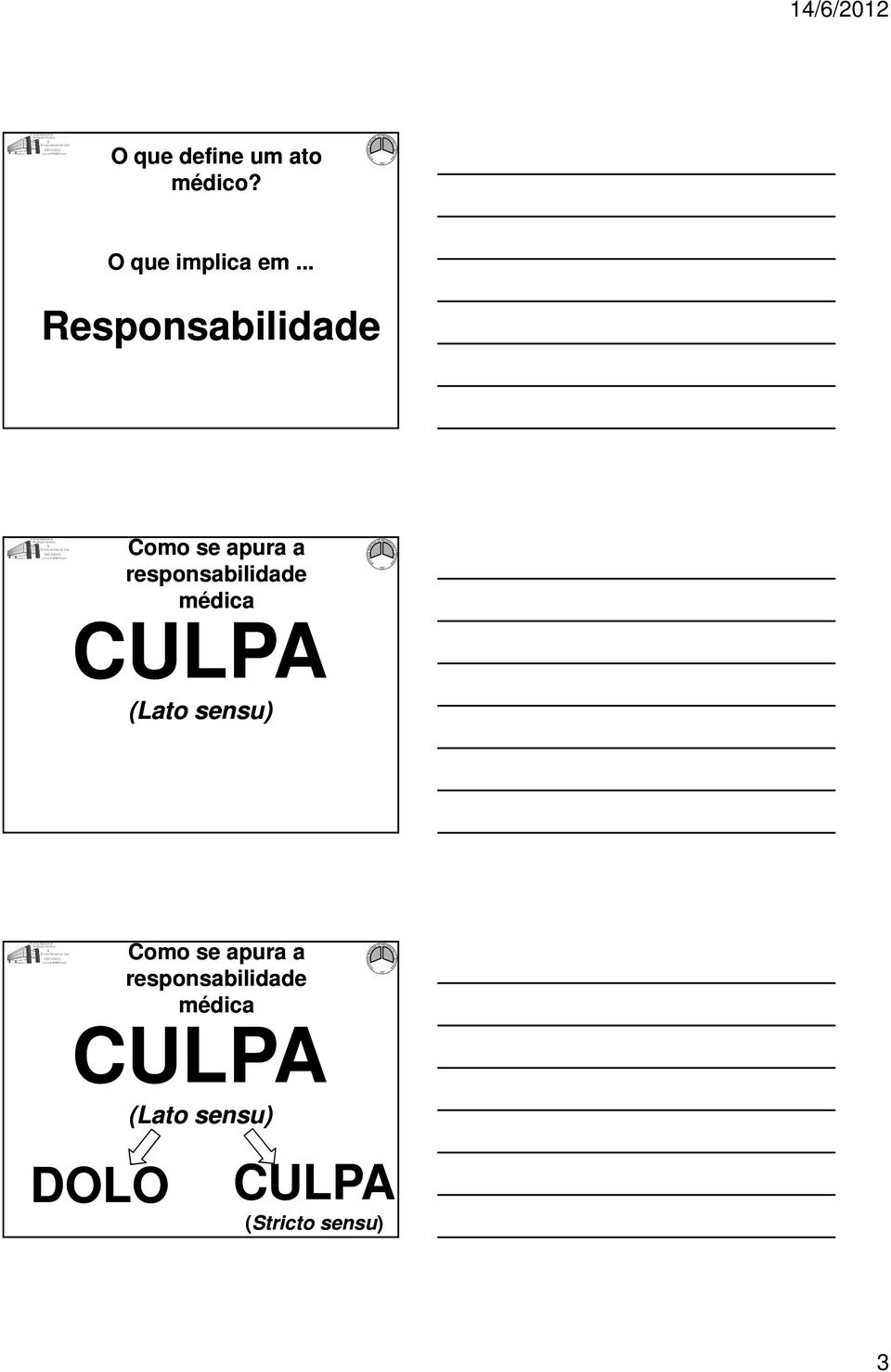 CULPA (Lato sensu) CULPA DOLO