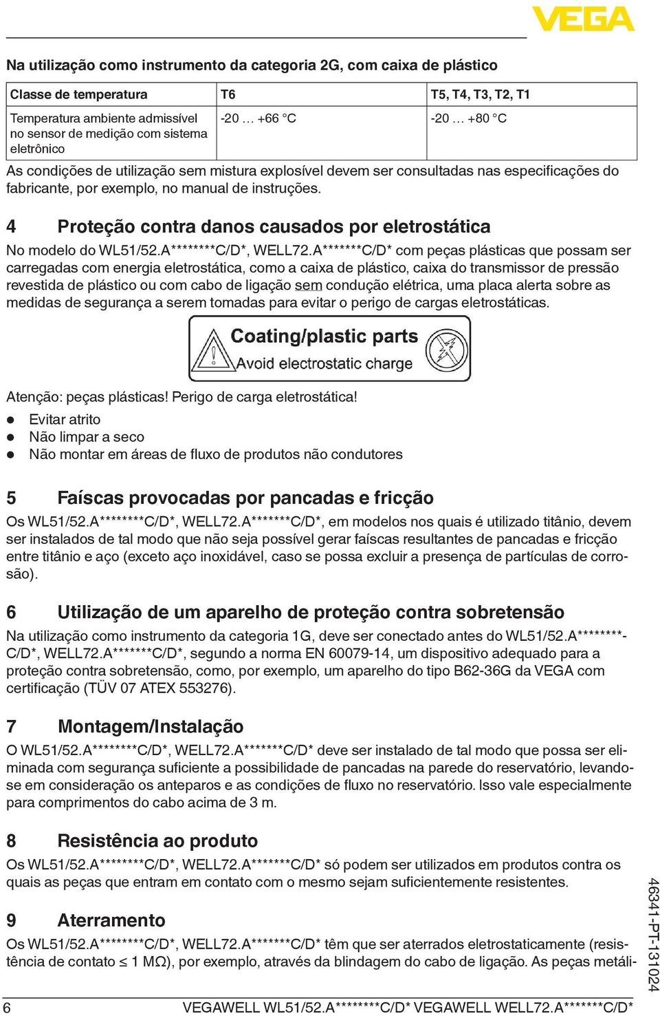 4 Proteção contra danos causados por eletrostátca No modelo do WL51/52.A********C/D*, WELL72.