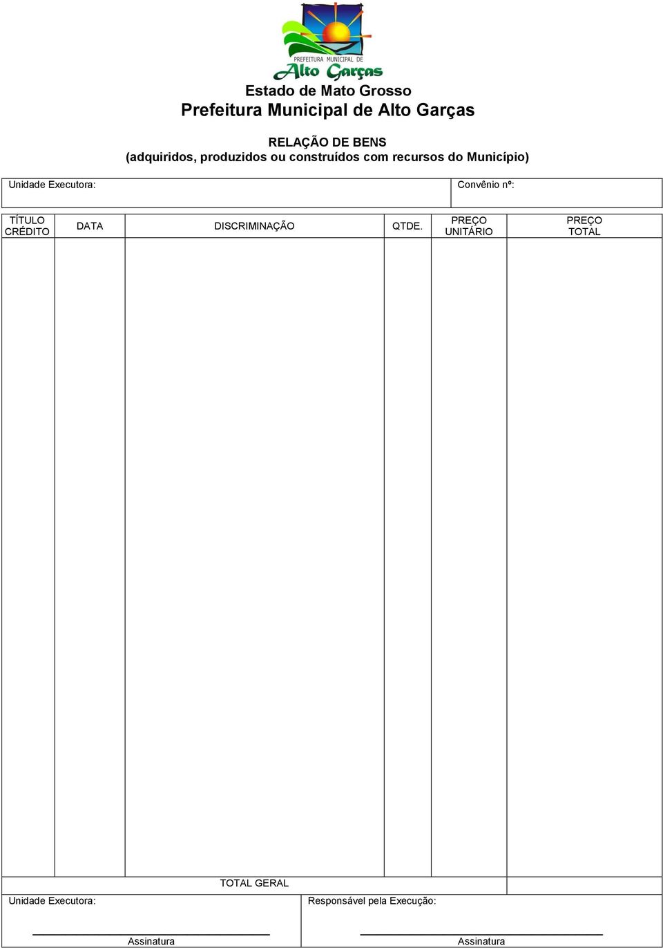 Convênio nº: TÍTULO CRÉDITO DATA DISCRIMINAÇÃO