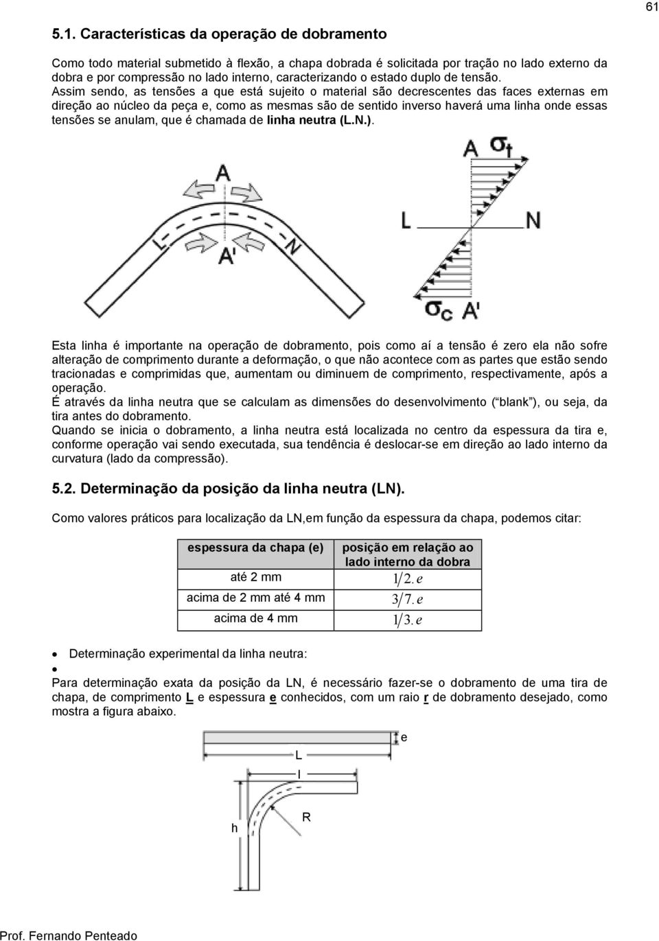 Assim sendo, as tensões a que está sujeito o material são decrescentes das faces externas em direção ao núcleo da peça e, como as mesmas são de sentido inverso haverá uma linha onde essas tensões se