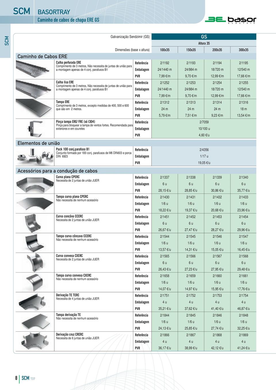 parafusos B1 Dimensões (base x altura) 100x35 150x35 200x35 300x35 Referência 2/1192 2/1193 2/1194 2/1195 24/1440 m 24/984 m 18/720 m 12/540 m 7,99 /m 9,70 /m 12,99 /m 17,66 /m Referência 2/1252