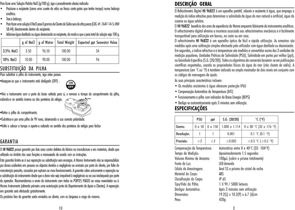 Adicione água destilada ou água desionizada no recipiente, de modo a que o peso total da solução seja 100 g.