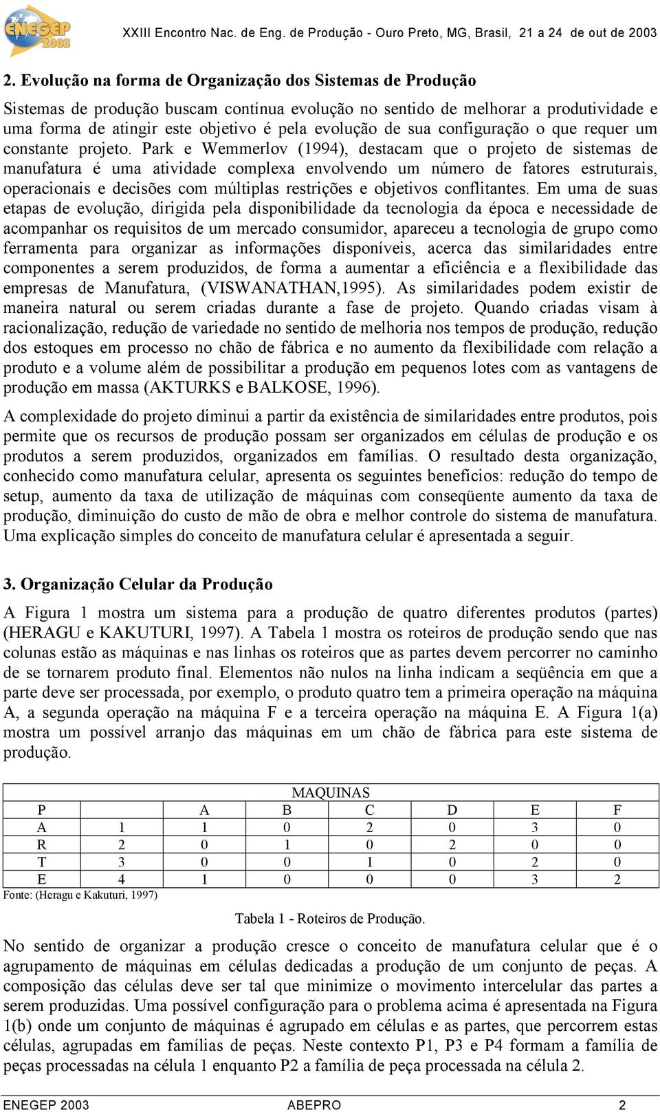 Park e Wemmerlov (1994), destacam que o projeto de sistemas de manufatura é uma atividade complexa envolvendo um número de fatores estruturais, operacionais e decisões com múltiplas restrições e