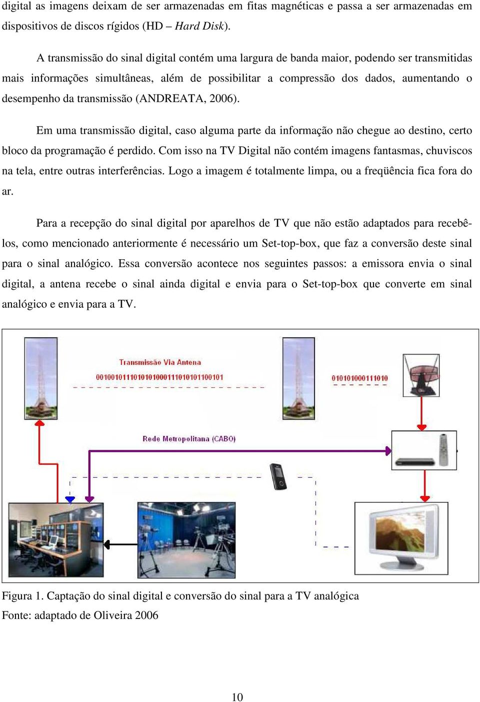 transmissão (ANDREATA, 2006). Em uma transmissão digital, caso alguma parte da informação não chegue ao destino, certo bloco da programação é perdido.