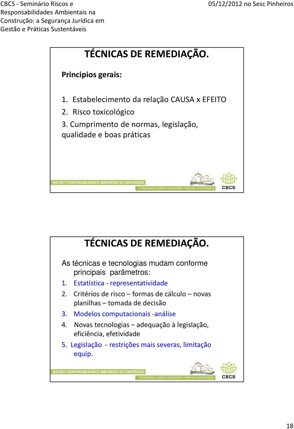 As técnicas e tecnologias mudam conforme principais parâmetros: 1. Estatística - representatividade 2.