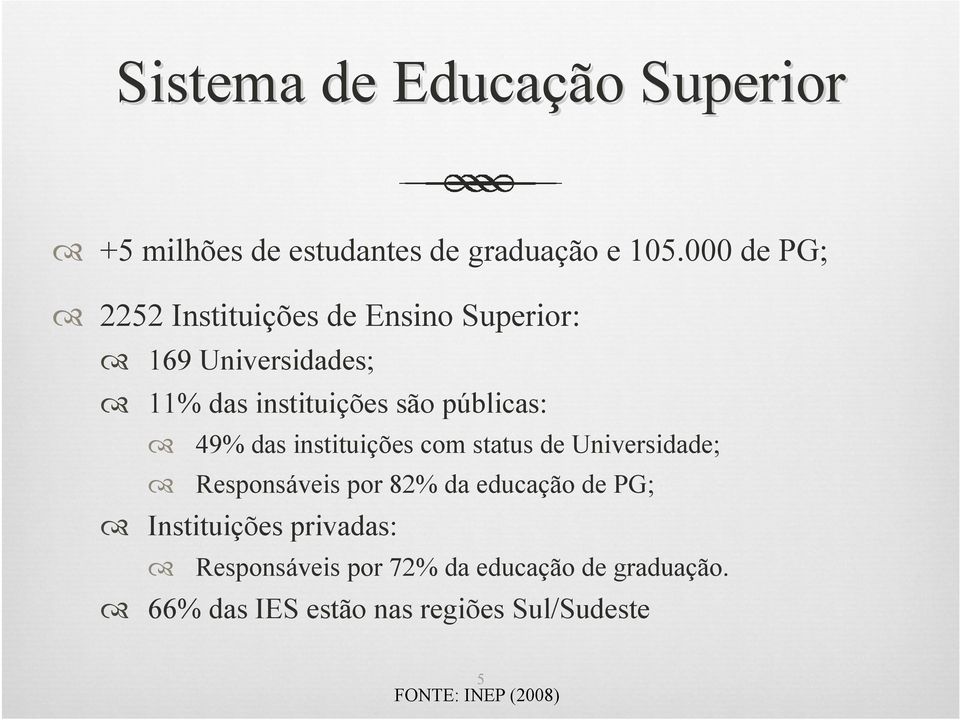 públicas: 49% das instituições com status de Universidade; Responsáveis por 82% da educação de PG;