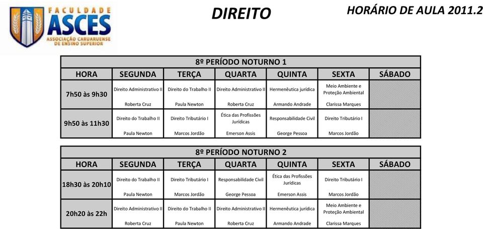 Jordão 8º PERÍODO NOTURNO 2 Direito do Trabalho Direito Tributário I Responsabilidade Civil Ética das Profissões Jurídicas Direito Tributário I Paula Newton Marcos Jordão George Pessoa Emerson Assis