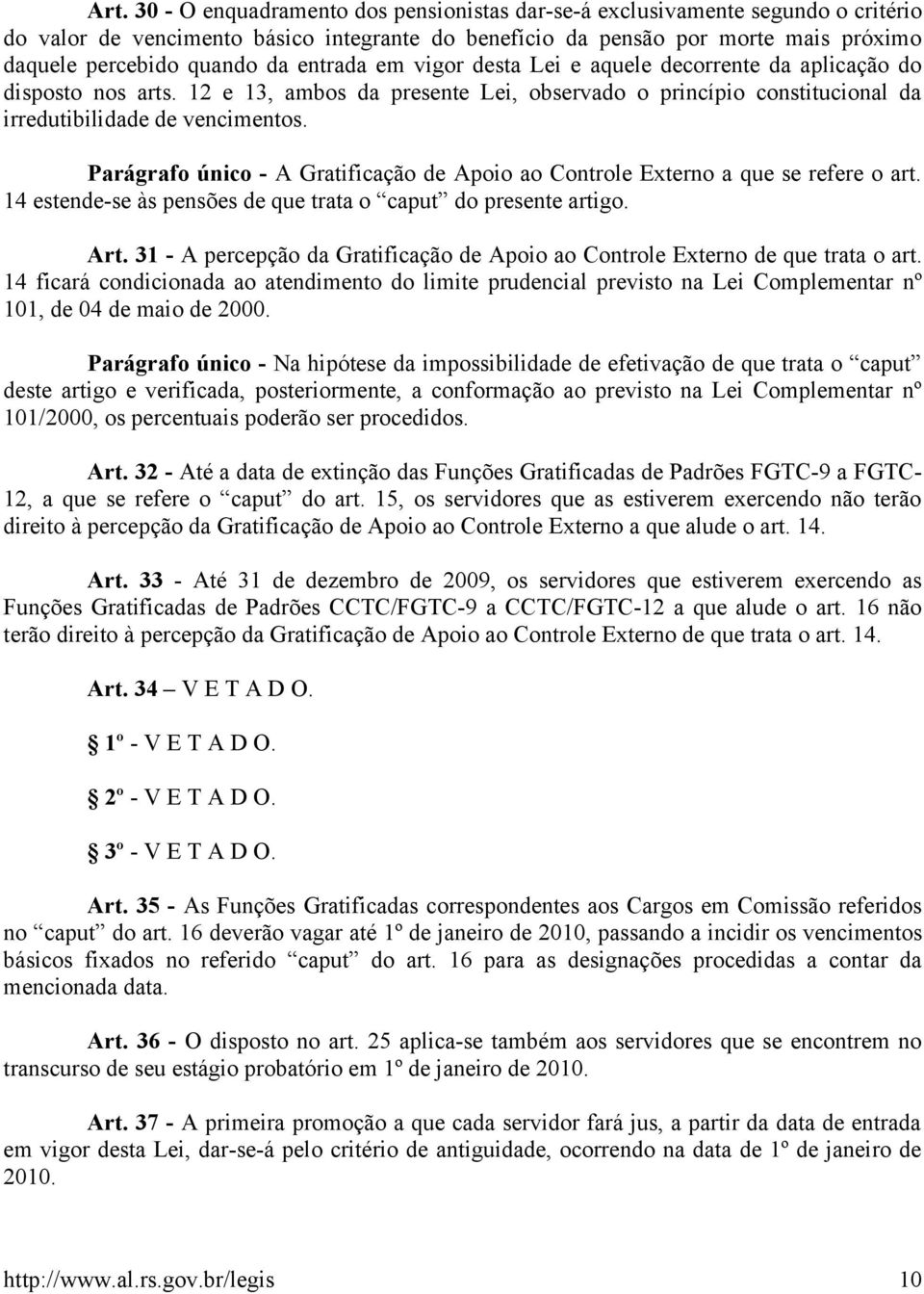 Parágrafo único - A Gratificação de Apoio ao Controle Externo a que se refere o art. 14 estende-se às pensões de que trata o caput do presente artigo. Art.