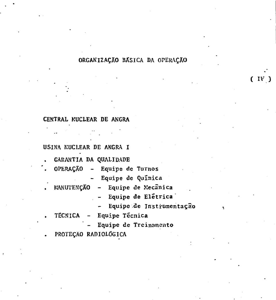 OPERAÇÃO - Equipe de Turnos - Equipe de Química.