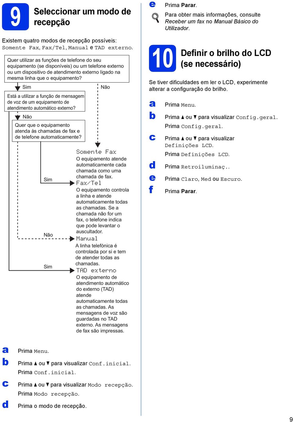 Sim Está utilizr função e mensgem e voz e um equipmento e tenimento utomátio externo? Não Quer que o equipmento ten às hms e fx e e telefone utomtimente?