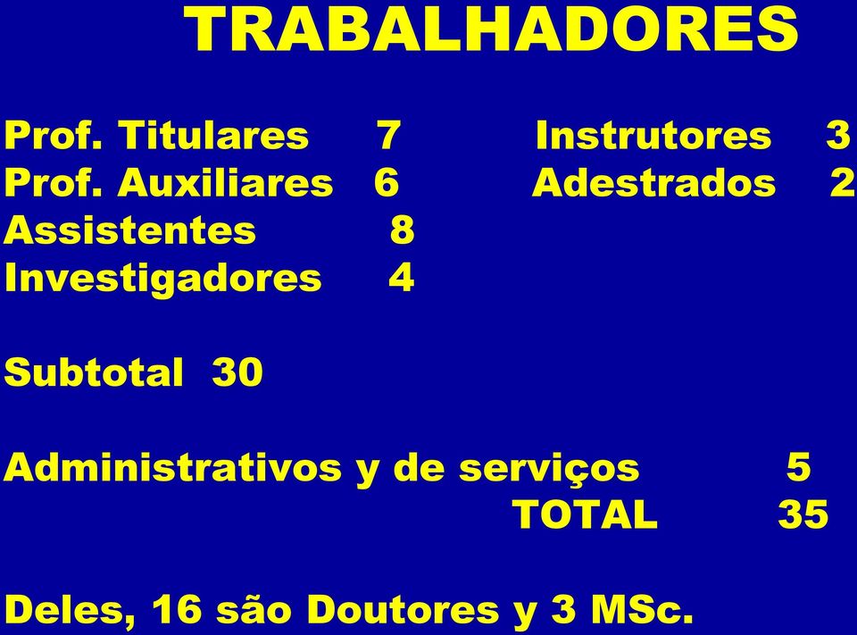 Instrutores Adestrados 3 2 Subtotal 30