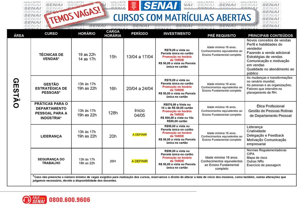 Novos conceitos de vendas Perfil e habilidades do vendedor Fazendo a venda adicional Estratégias de vendas Comunicação e motivação em vendas Qualidade no atendimento ao público As mudanças e