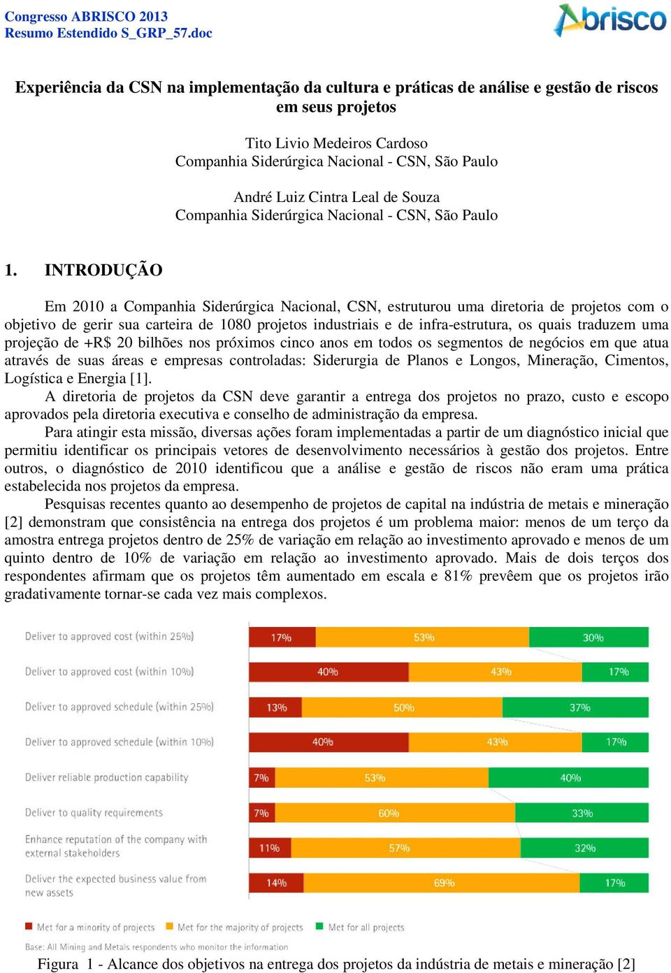 INTRODUÇÃO Em 2010 a Companhia Siderúrgica Nacional, CSN, estruturou uma diretoria de projetos com o objetivo de gerir sua carteira de 1080 projetos industriais e de infra-estrutura, os quais